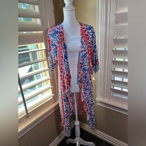 🆕 LuLaRoe Red and Blue Patterned Duster